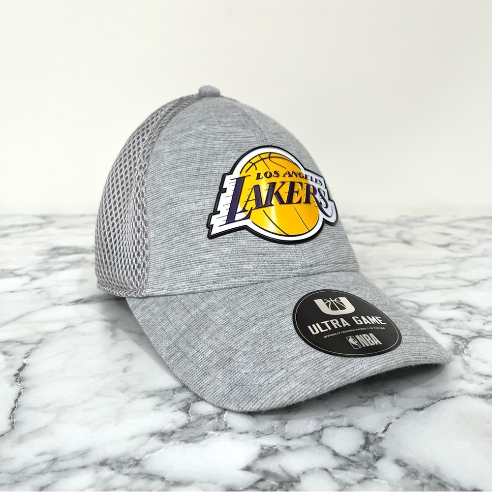 NBA Los Angeles Lakers Ultra Game Grey Heather Flexfit Hat One Size Fits Most